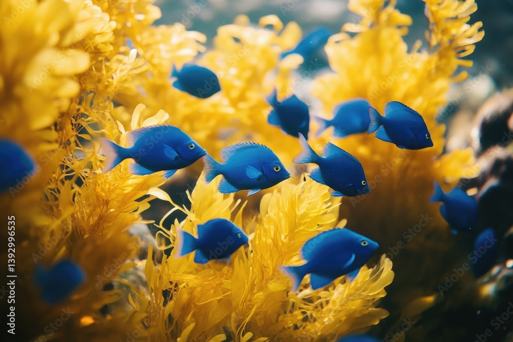 Blue Fish Swimming in Tank