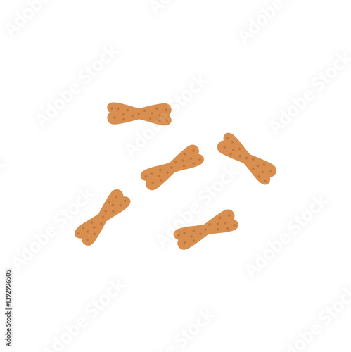 Pet dry food illustration. Pet shop cat product. Flat cartoon snack for animal.