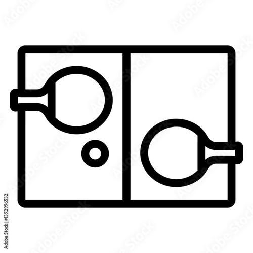 Tennis rackets and table line icon, tennis concept. Vector graphics. Table tennis, sport sign on white background, style mobile or design.