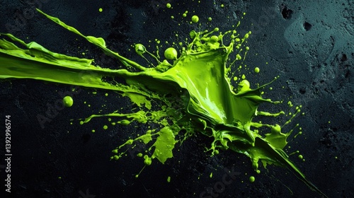 Obraz na płótnie Green Paint Splash Black Surface w salonie