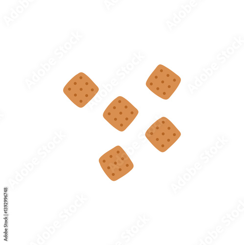Pet dry food illustration. Pet shop cat product. Flat cartoon snack for animal.