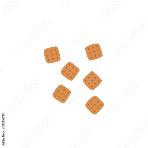 Pet dry food illustration. Pet shop cat product. Flat cartoon snack for animal.