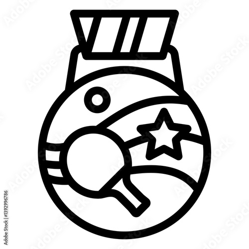 Winner medal line icon, tennis concept. Vector graphics. Award trophy, sport sign on white background, style mobile or design.