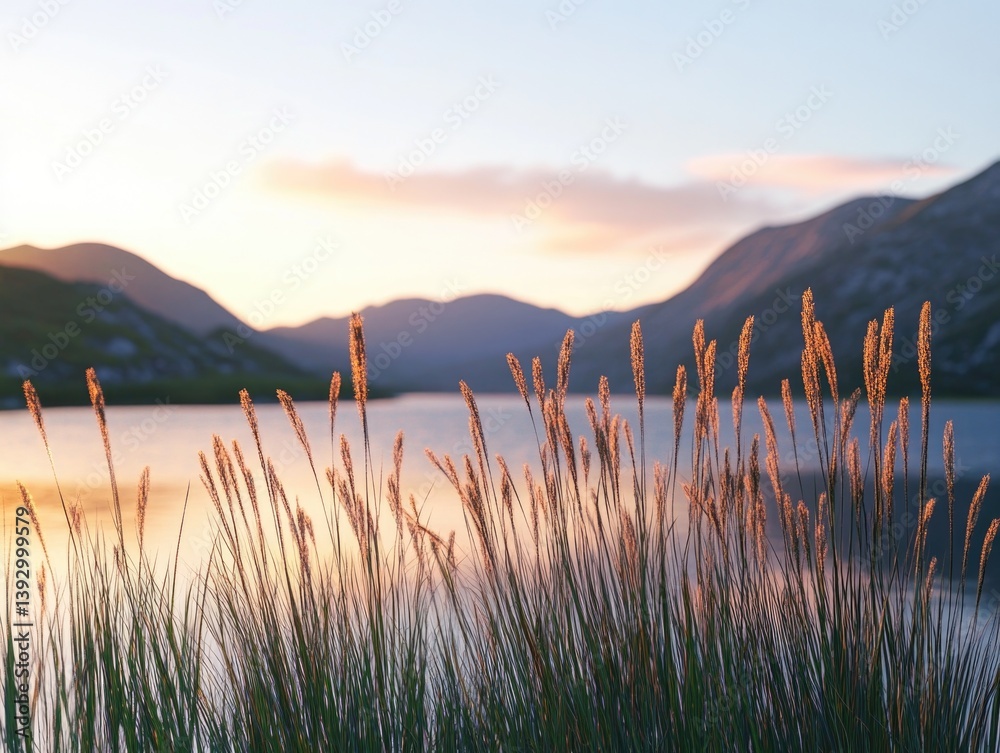 Lake and Mountains Sunset