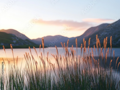 Lake and Mountains Sunset