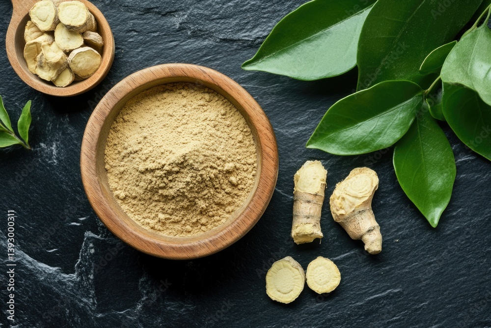 Wooden Bowl with Ginger Mixture