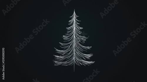 Obraz na płótnie White Christmas Tree on Black Background w salonie