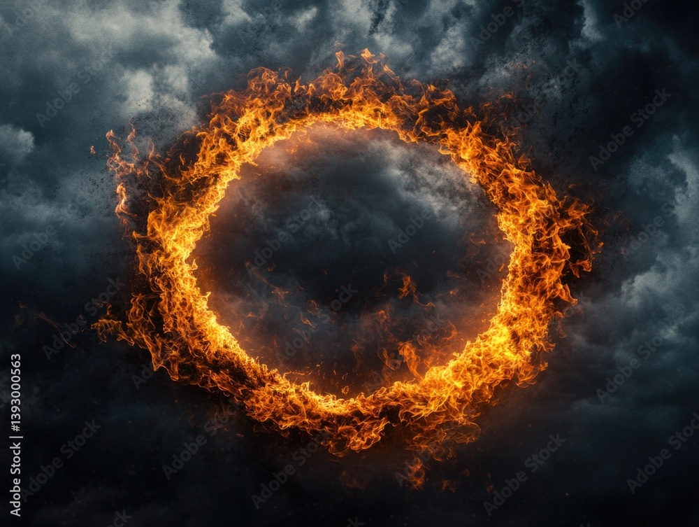 Ring of fire in clouded sky