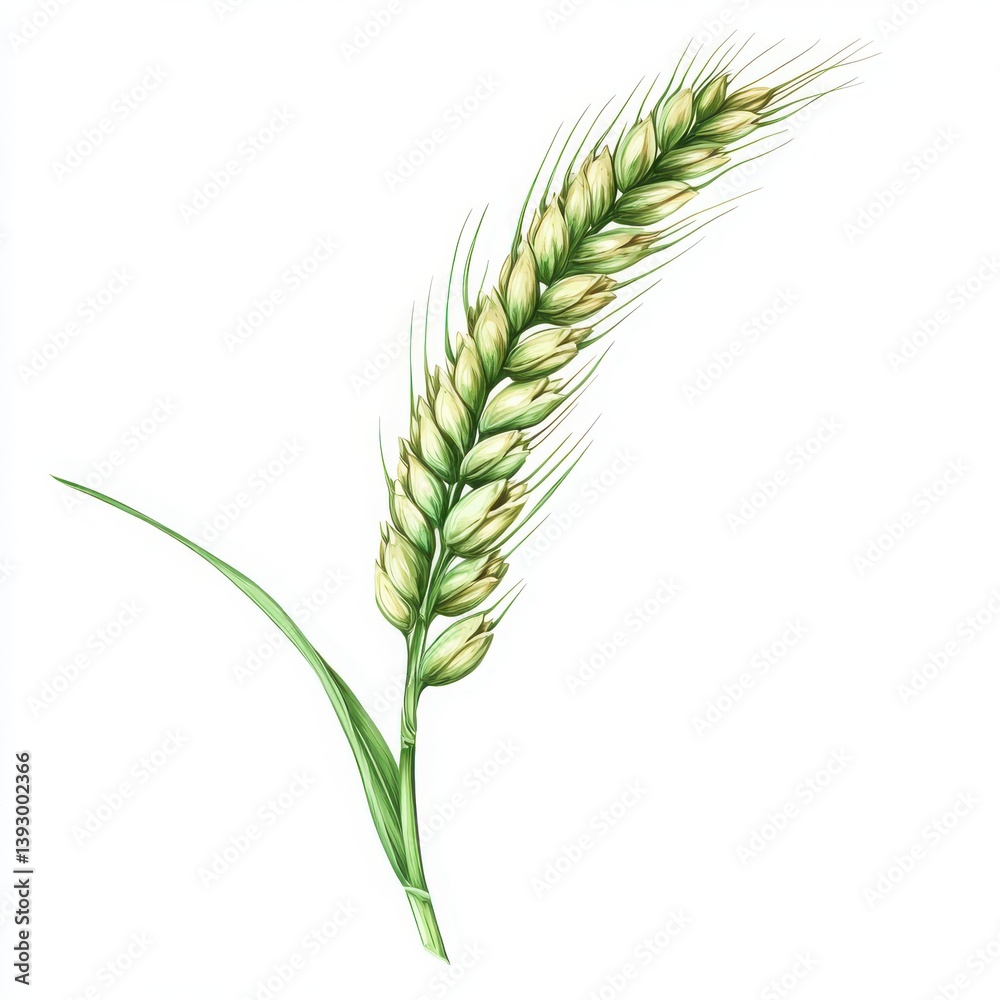 Green wheat spike illustration isolated on white background
Green wheat spike illustration isolated on white background