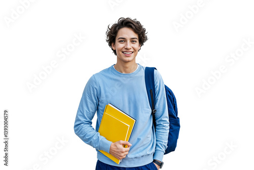 young man with a bag young student man is standing against a plain transparent background which puts the entire focus on him png