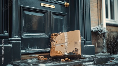 Smashed parcel at front door, portraying bad delivery experience.