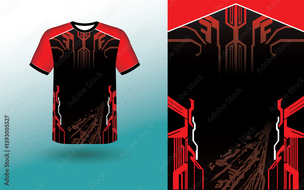 Fototapeta premium T-shirt Sport Design Template, T-shirt Mockup Abstract Grunge Sport Jersey Design For Cricket, Football Soccer, Racing, Sports, Running Soccer Jersey. Uniform Front Viewtemplate, vector, soccer, spo