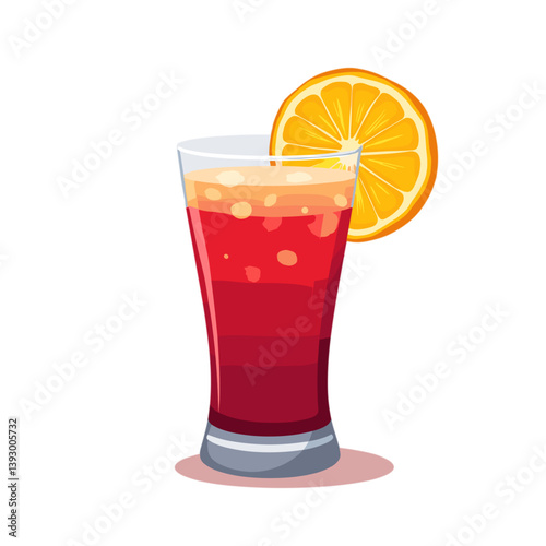 Refreshing iced tea drink with orange slice decoration  