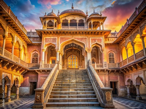 Mystical Long Exposure of an Ancient Palace Staircase in Jaipur Rajasthan A Timeless Journey Through Indian
