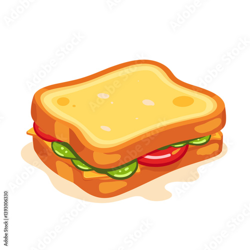 Sandwich with cheese, tomatoes, and lettuce - no background  