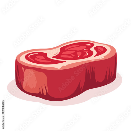 Raw red meat illustration with no background  
