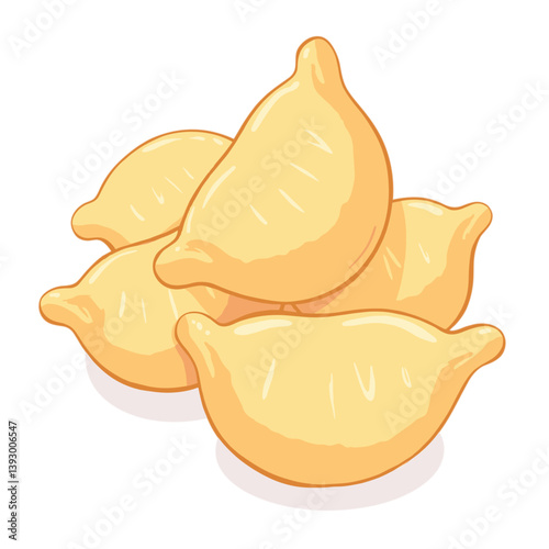 Yellow dumplings stacked no background  