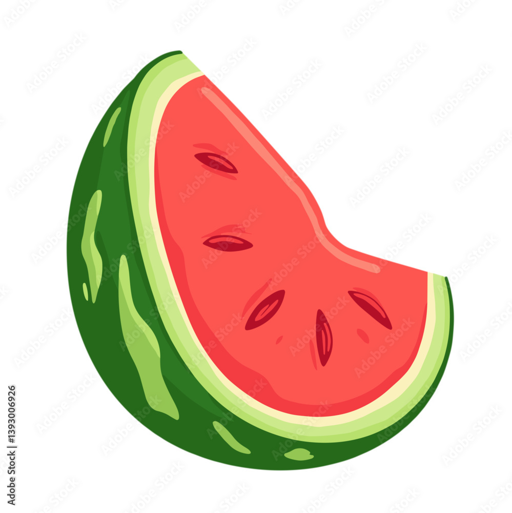 Obraz premium Watermelon slice with no background, vibrant color, minimal style 