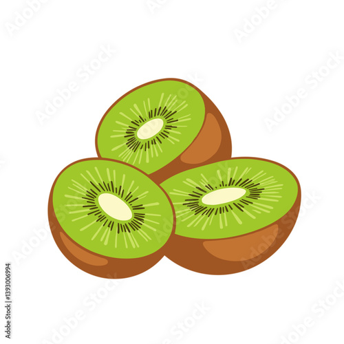 Sliced Kiwi Fruit on White Background - Sliced Kiwi Fruit no background  