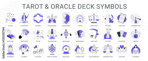 collection tarot oracle deck symbols featuring iconic cards concepts star magician world hierophant major arcana sun justice scale moon