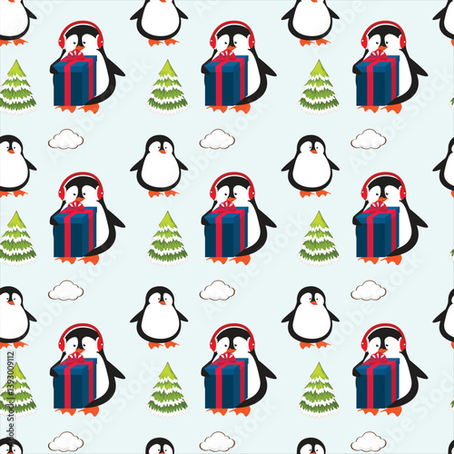 Penguin Band Seamless Vector Pattern Design