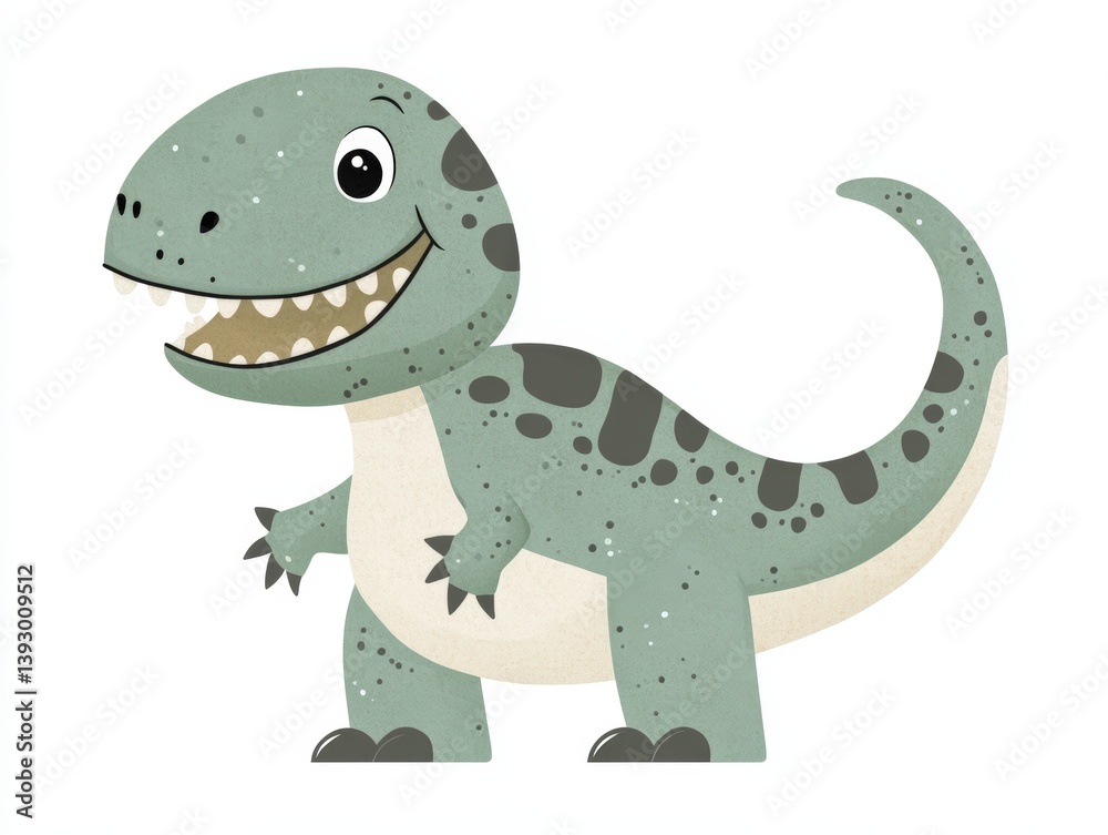 Fototapeta premium Cute Cartoon Dinosaur Character with a Friendly Smile and Playful Pose