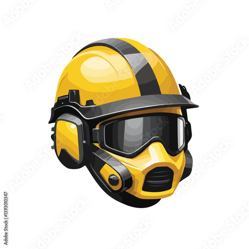 bright yellow construction helmet with black gears