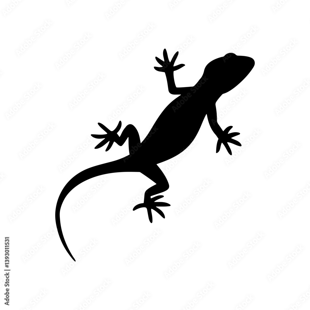 Naklejka premium Brown lizard silhouette vector flat illustration design.