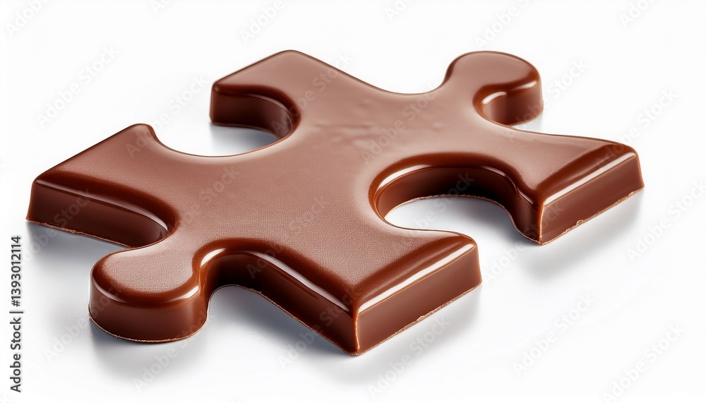 chocolate puzzle piece on white chocolate puzzle piece on white