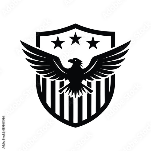 Vintage Patriotic Eagle Emblem – Stars and Stripes Bald Eagle Silhouette Vector Art