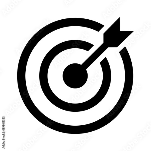 Target icon. Vector flat simple icon of target with arrow. Goal achievement. Line symbol