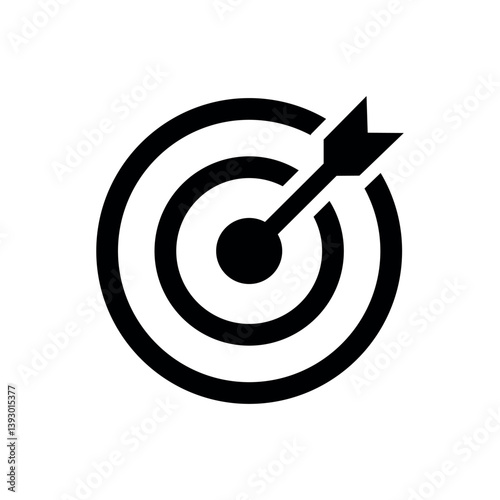 Target icon. Vector flat simple icon of target with arrow. Goal achievement. Line symbol