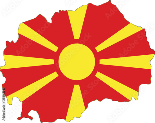 North Macedonia flag on the map illustration vector with transparent