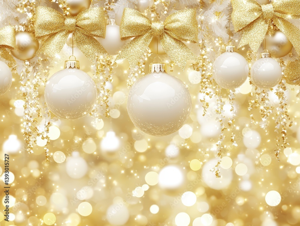 Sparkling Gold and White Christmas Decorations with Shimmering Ornaments Sparkling Gold and White Christmas Decorations with Shimmering Ornaments
