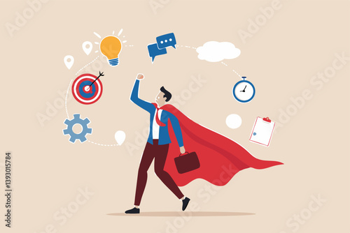 Competence skills or ability for work responsibility, professional, work experience, capability or qualification for job or career development concept, success businessman with competency skills set.