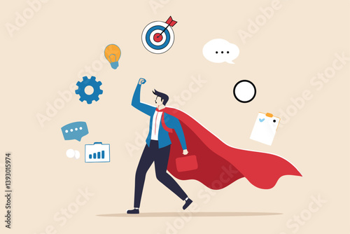 Competence skills or ability for work responsibility, professional, work experience, capability or qualification for job or career development concept, success businessman with competency skills set.