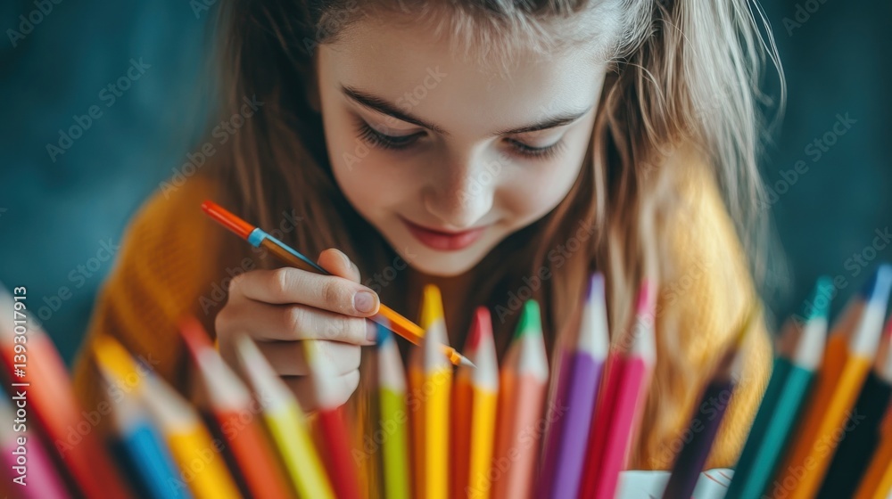 A young artist sketching for an art class, surrounded by colorful pencils --ar 16:9 --v 6.1 Job ID: 14fd57b1-2722-4d43-8739-679e9dfa871b A young artist sketching for an art class, surrounded by colorful pencils --ar 16:9 --v 6.1 Job ID: 14fd57b1-2722-4d43-8739-679e9dfa871b