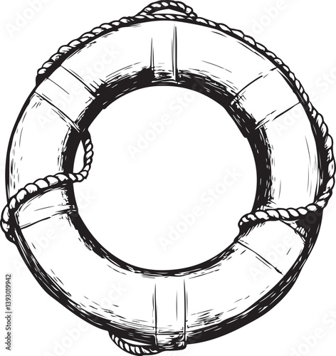 Lifebuoy hand drawn sketch style vector