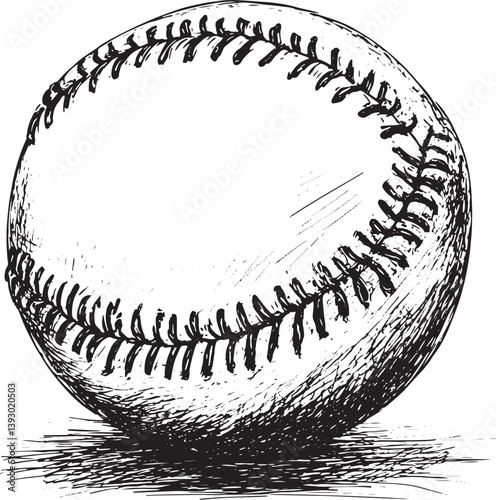 Baseball ball hand drawn sketch style vector