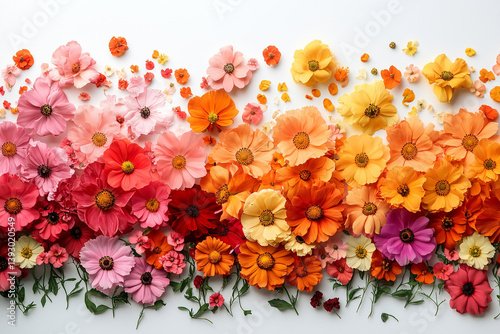 Colorful poppies and cornflowers on a white background