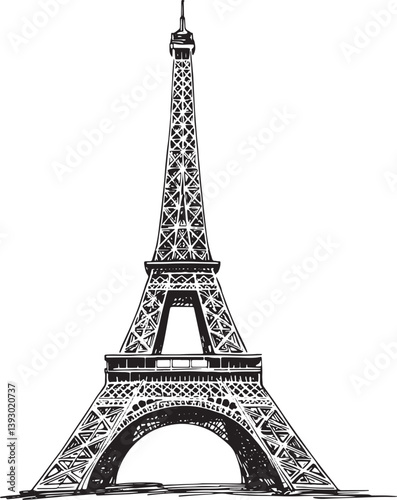 Eiffel Tower hand drawn sketch style vector
