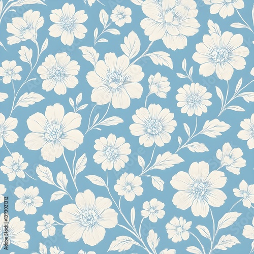 Seamless traditional fabric pattern with intricate timeless designs.