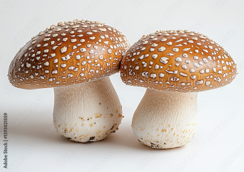 Obraz premium Frozen edible mushroom. Bay Bolete. White solid background.