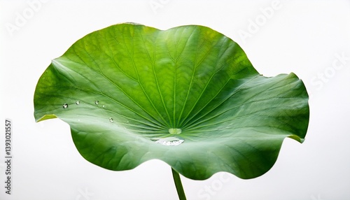 green leaf with water drops isolated on white