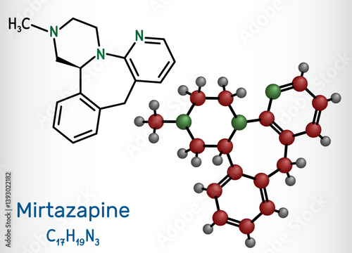Mirtazapine  molecule. Tetracyclic antidepressant