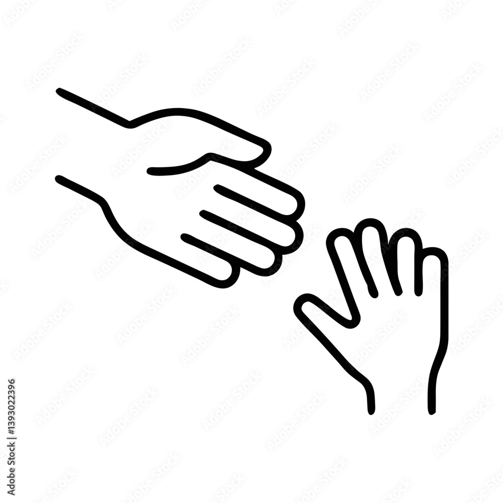 Helping Hand Icon Symbolizing Support and Cooperation Helping Hand Icon Symbolizing Support and Cooperation