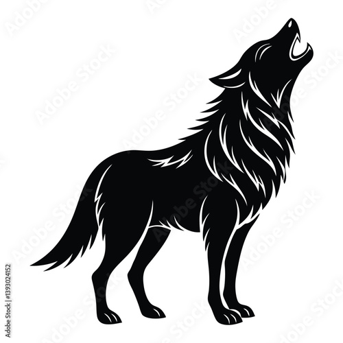 wolf howling vector illustration.