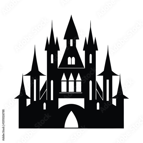 Gothic architecture silhouette vector art illustration