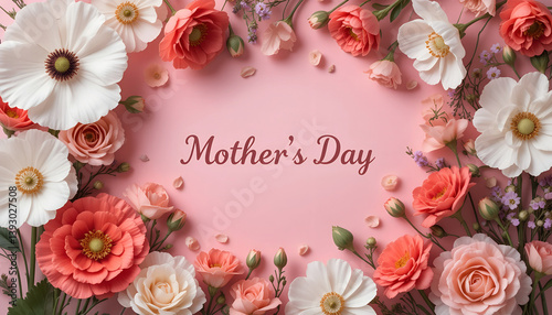 Beautiful Mother's Day Floral Arrangement on Pink Background