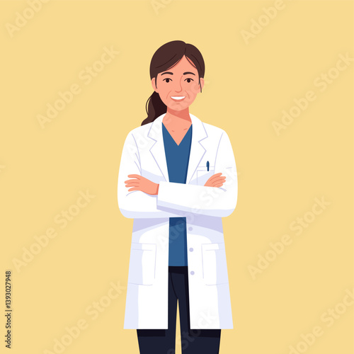 Empathetic Healthcare Professional: A portrait of a confident and friendly doctor with folded arms, embodying trust and care, perfect for medical and healthcare themes.